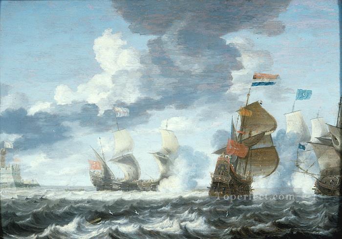 Malning Sjoslag av Bonaventura Peeters d a Hallwylska museet Naval Battles Oil Paintings